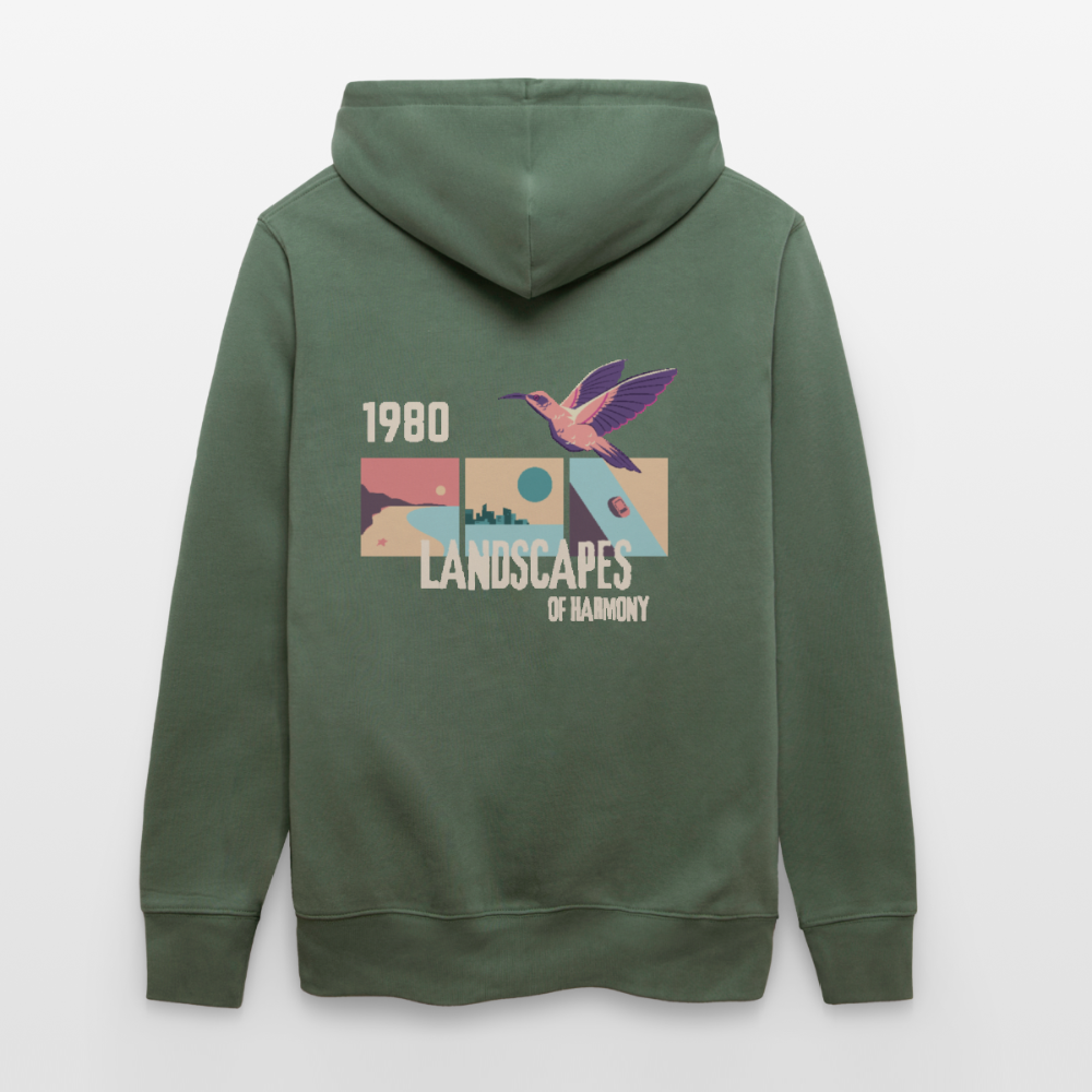 Sweat à capuche bio "Landscape" Unisexe - vert sapin