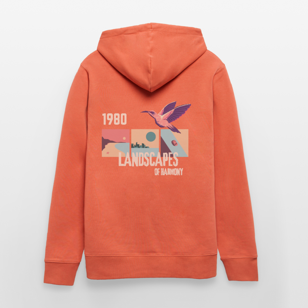 Sweat à capuche bio "Landscape" Unisexe - rouge clair