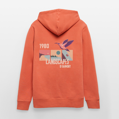 Sweat à capuche bio "Landscape" Unisexe - rouge clair