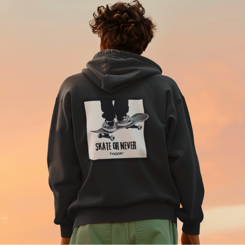 Sweat à Capuche épais Oversize "Skate or never"